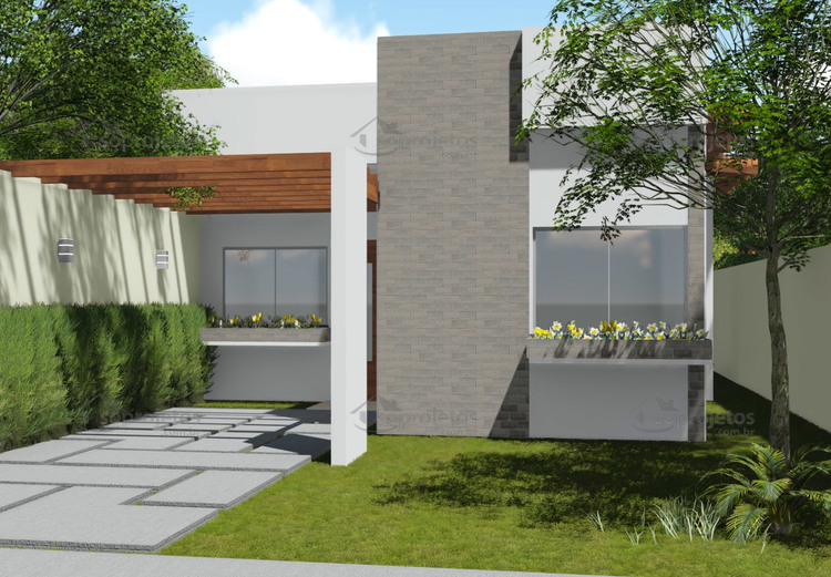 Planta de casa Térrea com 2 Quartos e Pergolado - Frente 1
