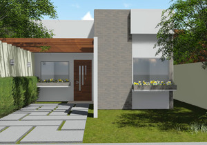 Planta de casa térrea com 2 Quartos e pergolado
