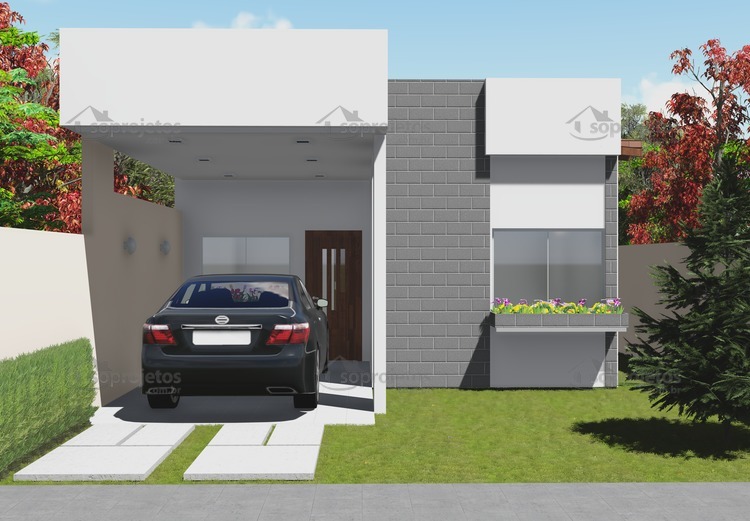 planta de casa terrea com 3 quartos fachada 1