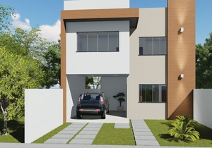 Planta de sobrado com varanda gourmet e 3 quartos