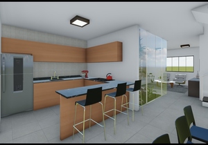 Planta de sobrado com varanda gourmet e 3 quartos
