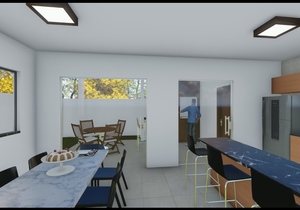 Planta de sobrado com varanda gourmet e 3 quartos
