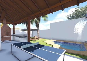 Planta de casa com ampla varanda Gourmet
