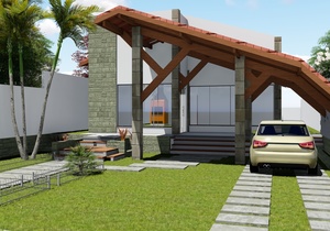 Projeto de casa Térrea com 3 quartos e área gourmet