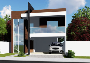 Projeto de sobrado 1 quarto térreo e 2 suítes superior