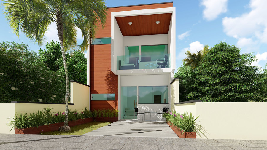 Planta de sobrado com 3 quartos para terreno 5x20