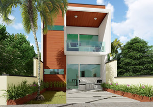 Planta de sobrado com 3 quartos para terreno 5x20