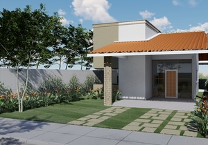 Planta de casa térrea com 2 quartos 1 suíte para terrenos de 10m por 25m - Cód. 181