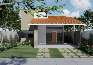 Planta de casa térrea com 2 quartos 1 suíte para terrenos de 10m por 25m