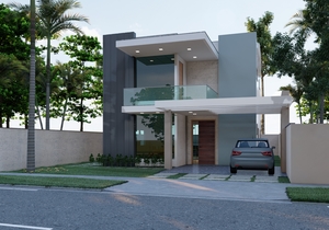 Planta de sobrado com 3 quartos sendo 1 suíte e varanda gourmet - Cód. 184