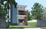 Planta de casa sobrado para terreno 6 metros com 3 quartos e uma suite cod 188 fachada 1