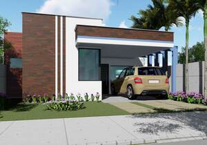 Projeto de casa térrea para terrenos de 10 metros com 3 quartos e 1 suíte