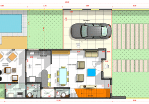 Planta de sobrado em terreno de 10 x 20 com 3 quartos sendo 1 suíte - Cód 195