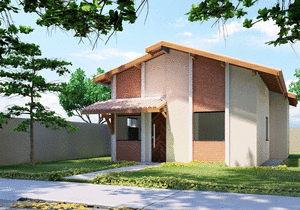 Planta de casa popular com 4 Quartos