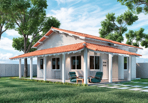 Planta de casa com 2 quartos e 1 suíte