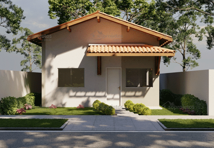 Planta de Casa Popular com 46 m2 100 2| Só Projetos