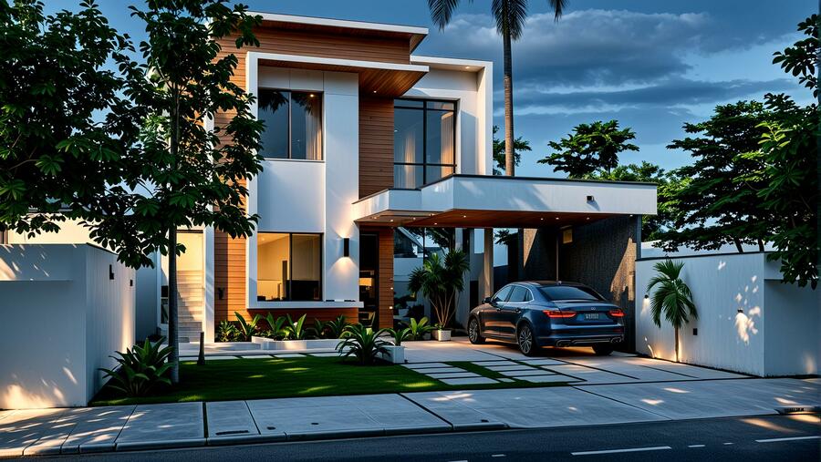 Planta de casa sobrado com 4 quartos sendo 1 suíte master e varanda gourmet