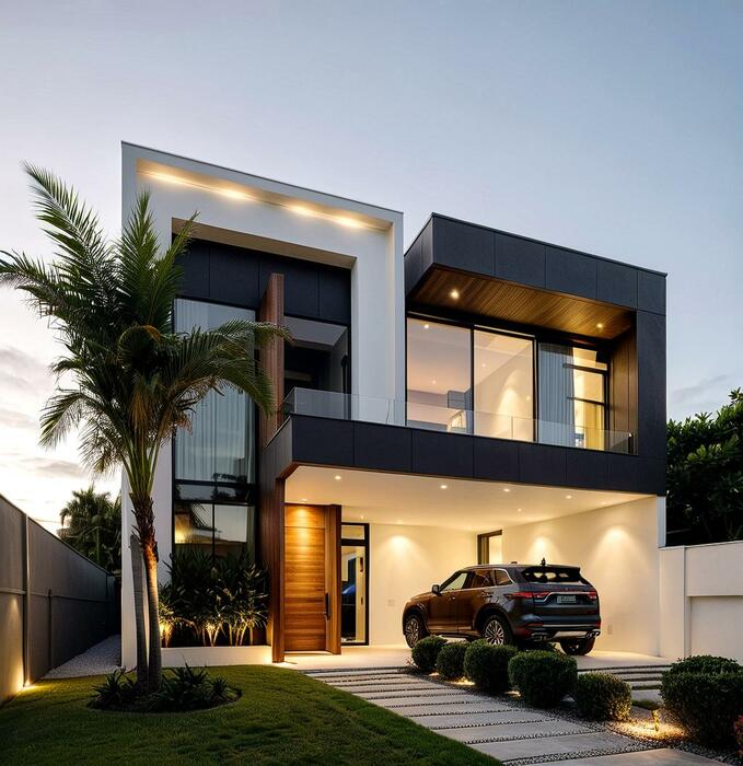 Casa moderna com fachada de luxo com 4 quartos sendo 2 suites