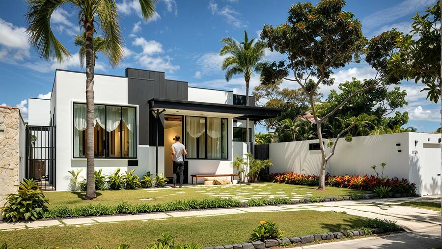 Planta de casa popular térrea em terreno de 10 x 20 com 2 quartos sendo 1 suíte