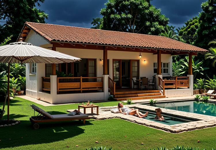 Planta de chalé de campo e praia com 1 quarto - Cód 190 — fachada