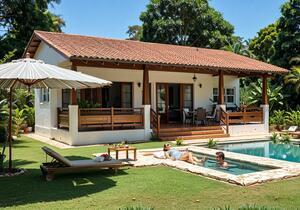 Planta de chalé de campo e praia com 1 quarto