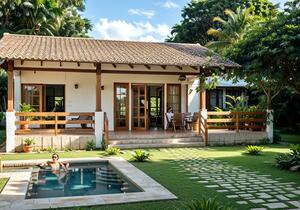Planta de chalé de campo e praia com 1 quarto