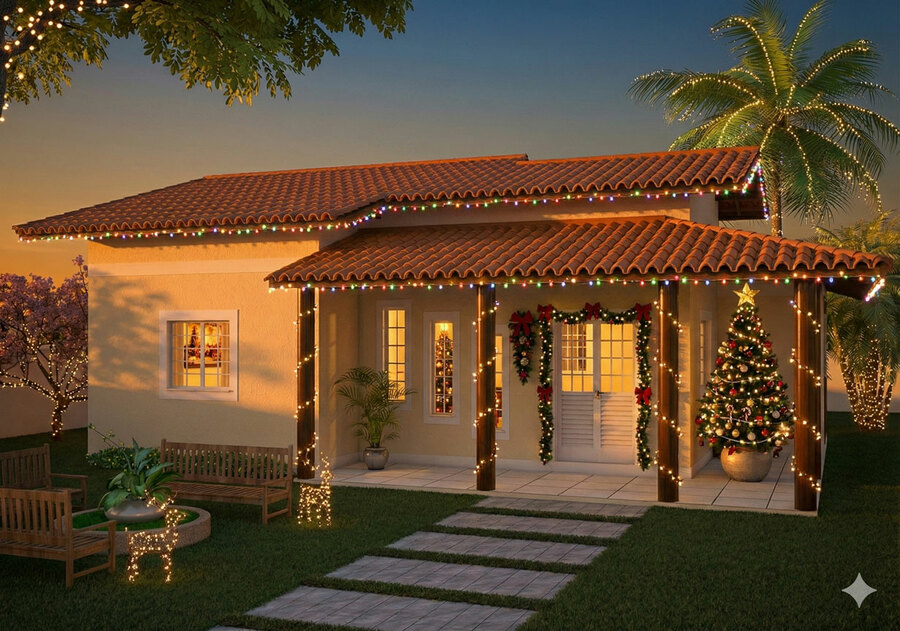 Projeto de casa com Varanda e 3 Quartos