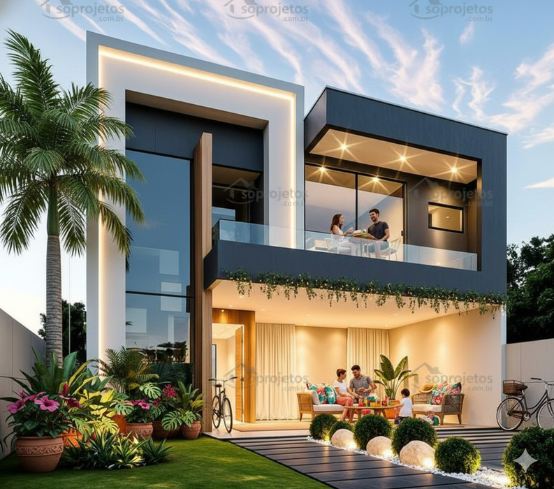 Casa moderna com fachada de luxo com 4 quartos sendo 2 suites