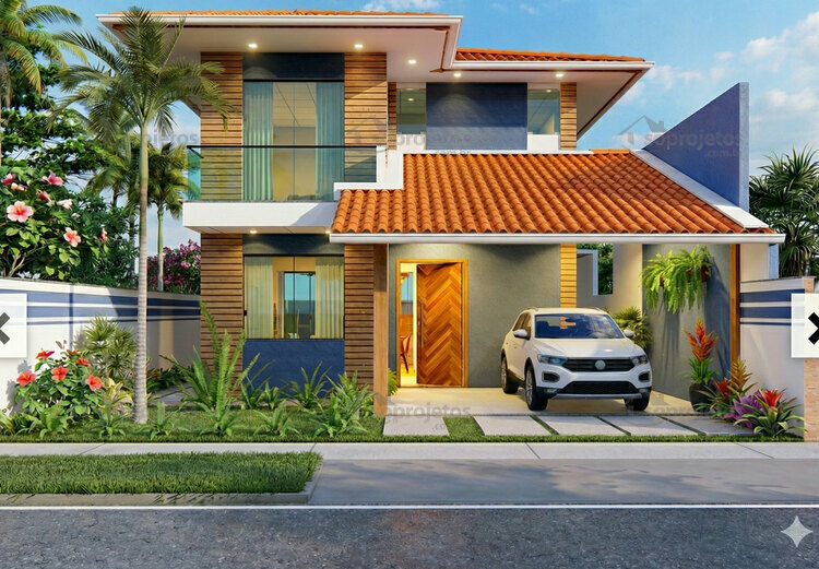 Versão do Projeto Cód. 184 para terreno de 10 x 20 e nova fachada – Cód. 185  — fachada