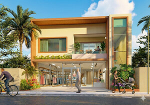 Planta de comércio e residência com 3 quartos 