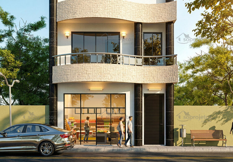 Planta de sobrado Comercial (Residência com Loja) - Cód. 85 — fachada