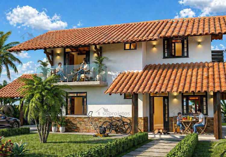 Planta de sobrado com 2 Suítes - Cód. 70 — fachada