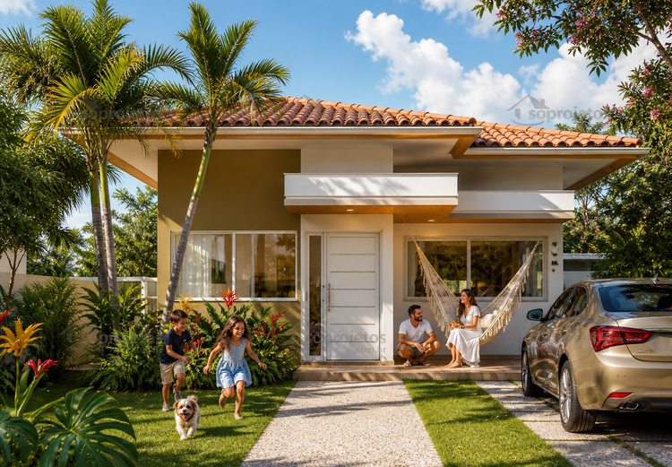 Planta de casa térrea com 2 quartos e solárium - Cód. 158 — fachada