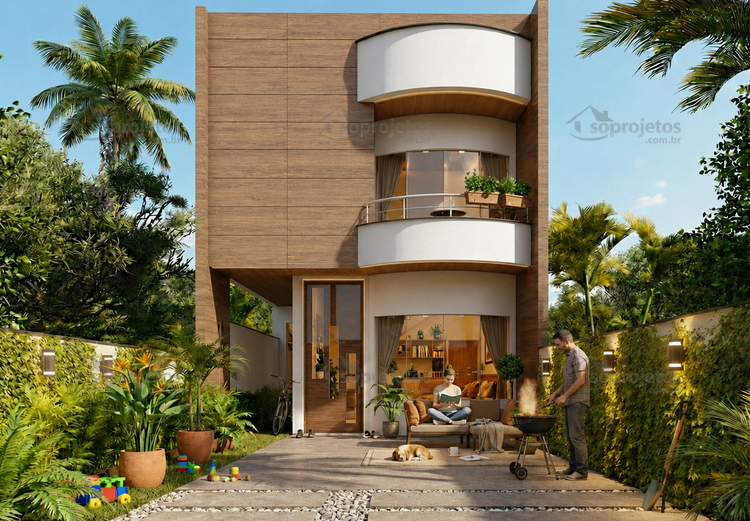 Planta de sobrado para terreno 5x25 - Cód. 159 — fachada