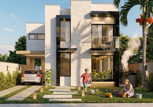 Planta de sobrado com 2 quartos 1 suíte e varanda gourmet - Cód. 183