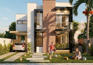 Planta de sobrado com 2 quartos 1 suíte e varanda gourmet - Cód. 183 — fachada