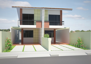 Planta de casa geminada com 5m de frente - Cód. 77