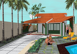 Planta de casa térrea com 10m de frente vista frontal 3
