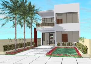 Projeto de casa com ampla sala de estar