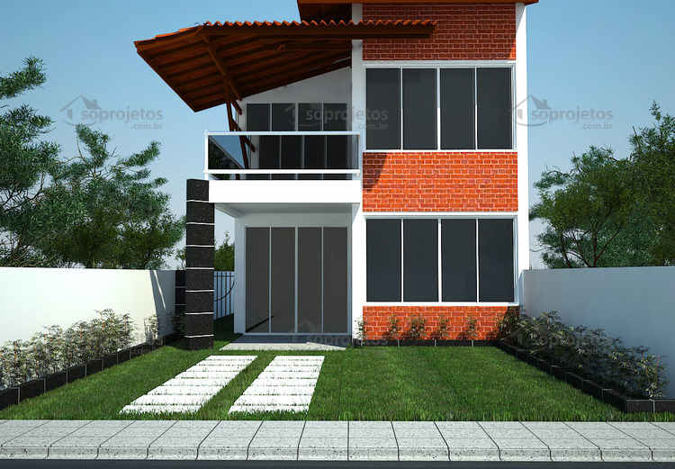 Projeto de casa com sacada na suíte - Cód. 84 — fachada