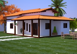 Projeto de casa com Varanda e 3 Quartos - Cód. 91