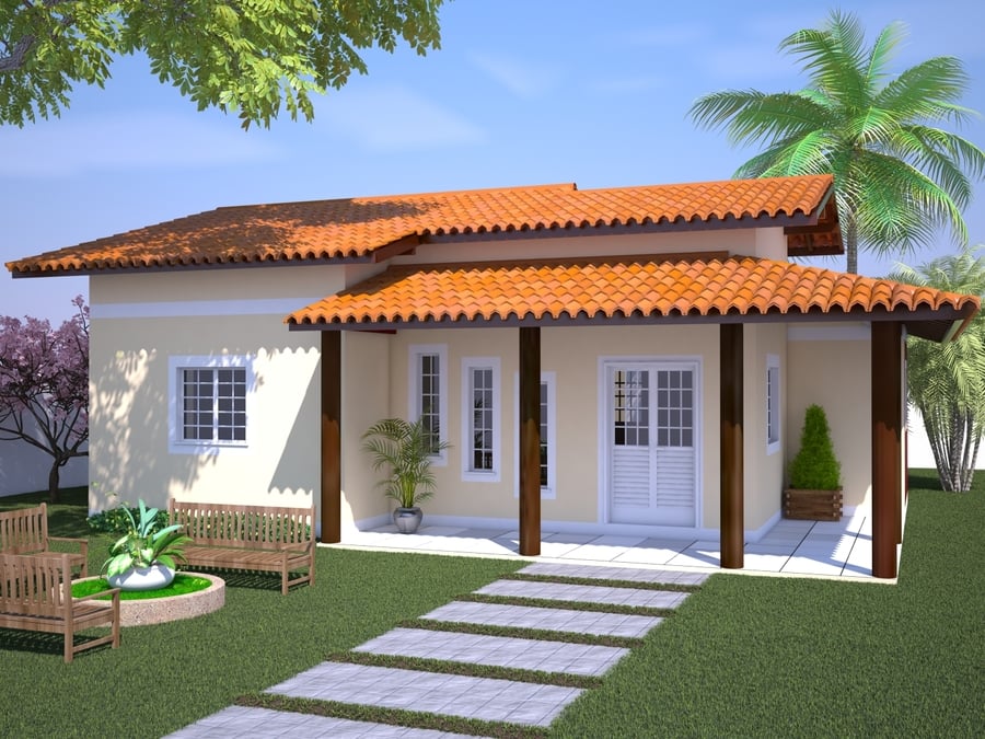 Projeto de casa com Varanda e 3 Quartos