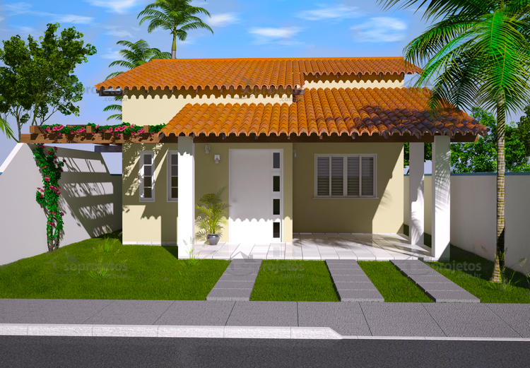 Planta com telhado inclinado - Projetos de Casas, Modelos de Casas