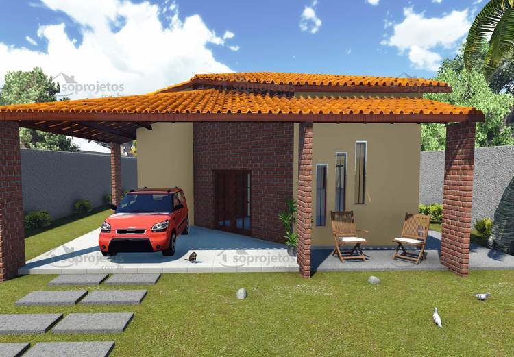 Planta de casa térrea com 3 quartos e 12m de frente - Cód. 102 — fachada