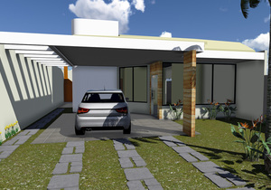 Planta de casa térrea com varanda gourmet