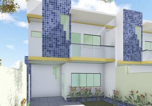 Projeto de sobrado com 6m de Frente 2 Quartos e Suíte. Cod