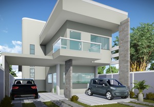 Projeto de sobrado moderno com 3 suítes e varanda gourmet