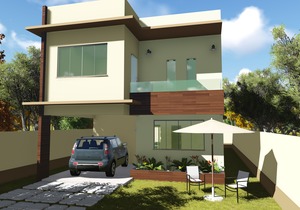 Planta Sobrado Contemporâneo com 3 suítes - Cód. 123