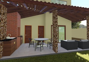 Planta Sobrado Contemporâneo com 3 suítes