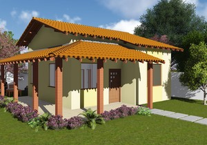 Planta de casa com varanda - Cód. 44